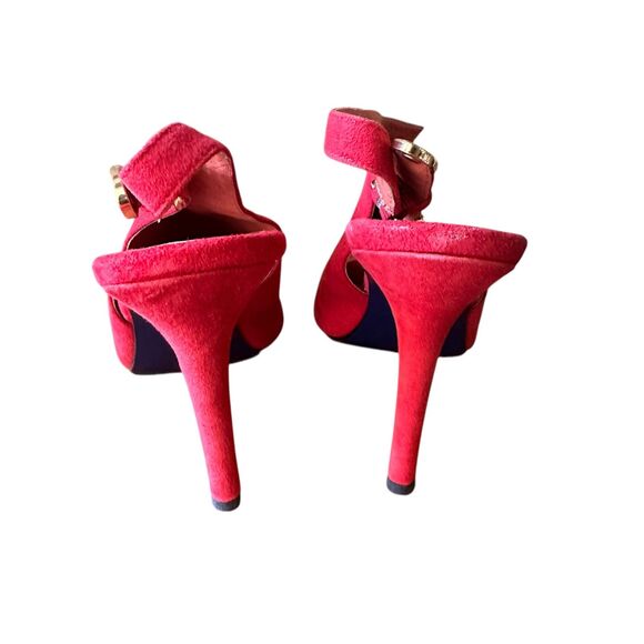 REBECCA MINKOFF Suede Peep Toe Slingback Heels NWOB Sz11 - Picture 3 of 5